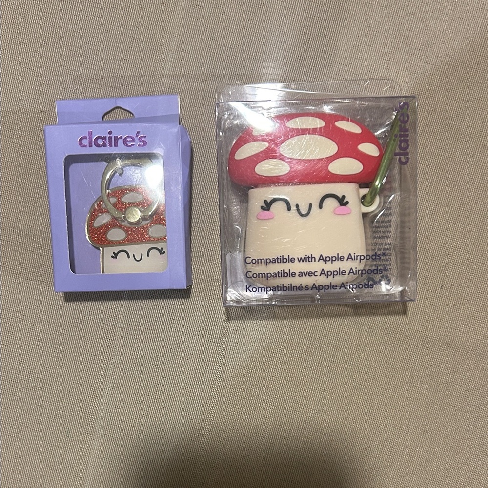 Claire's Red and White Mushroom AirPods Holder & Pop Socket